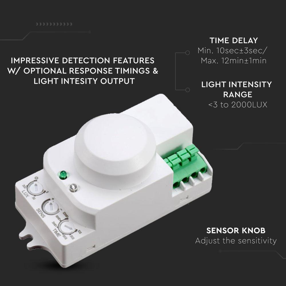 VT-8077 MICROWAVE SENSOR WITH MANUAL OVERRIDE FUNCTION-WHITE (MAX:300W LED)