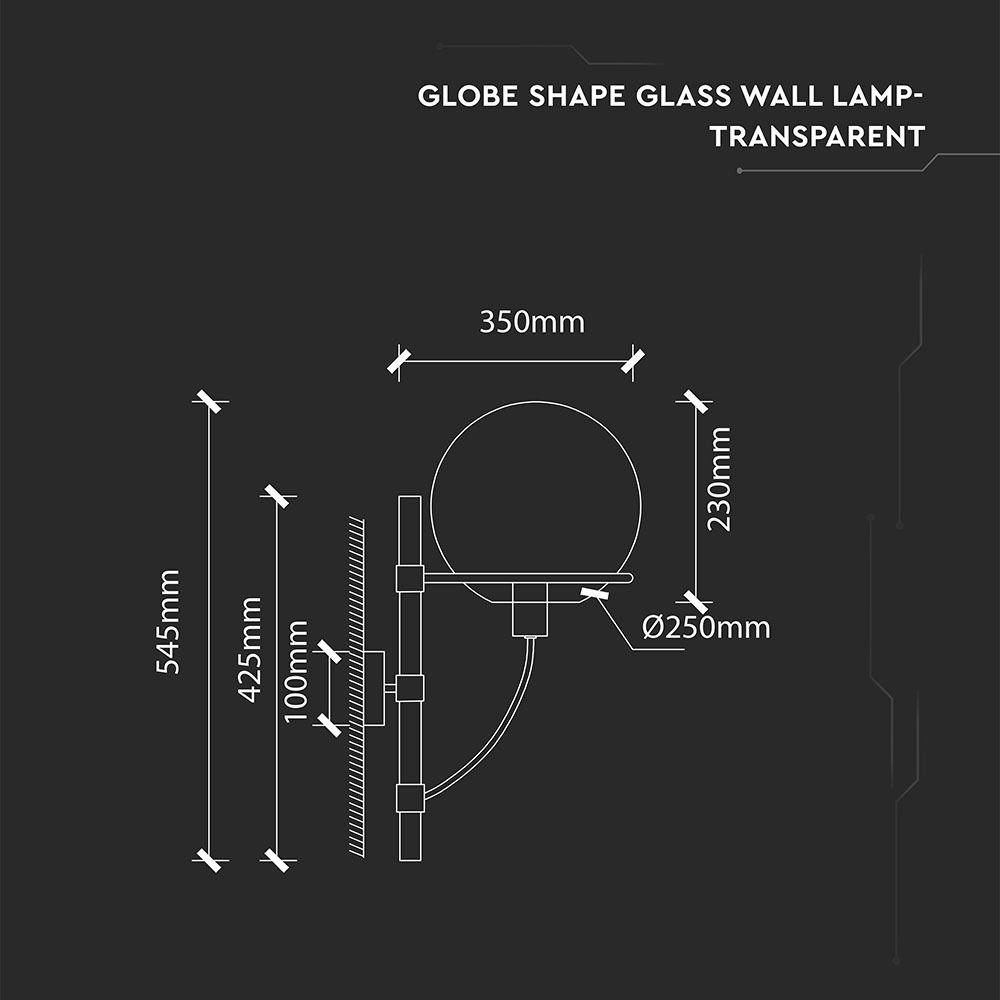 VT-7226 W/GLOBE SHAPE GLASS WALL LAMP-TRANSPARENT D:210