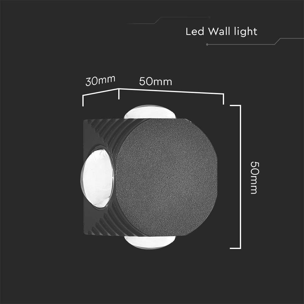 VT-2544 4W LED COB 4 WAY WALL LIGHT 4000K BLACK BODY