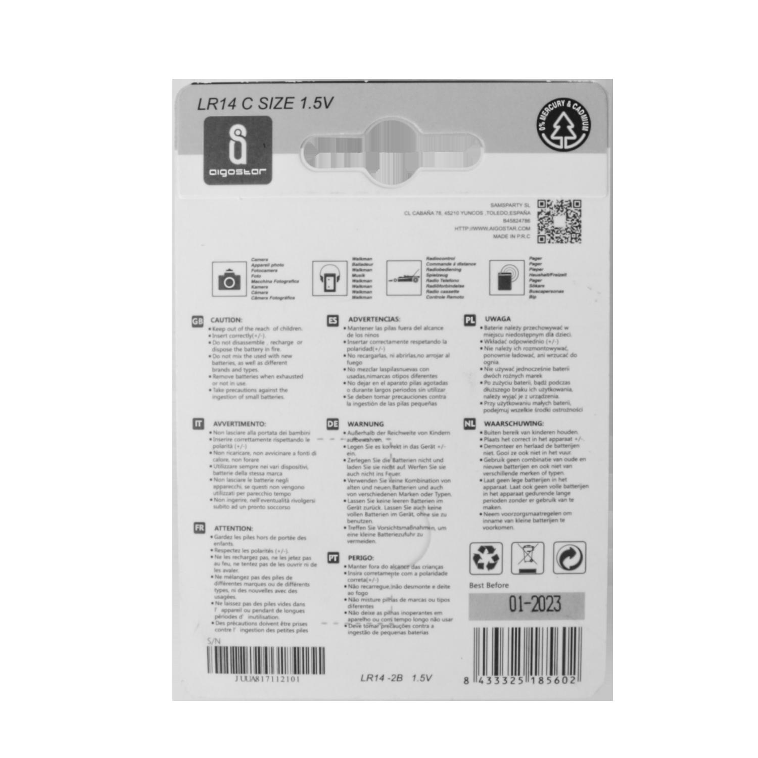 Alkaline battery LR14 C-2B 1.5V 2pcs