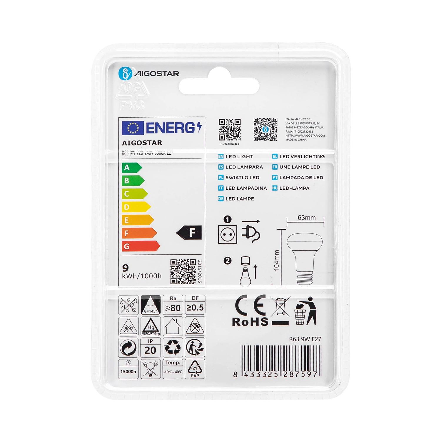 LED R63 E27 9W