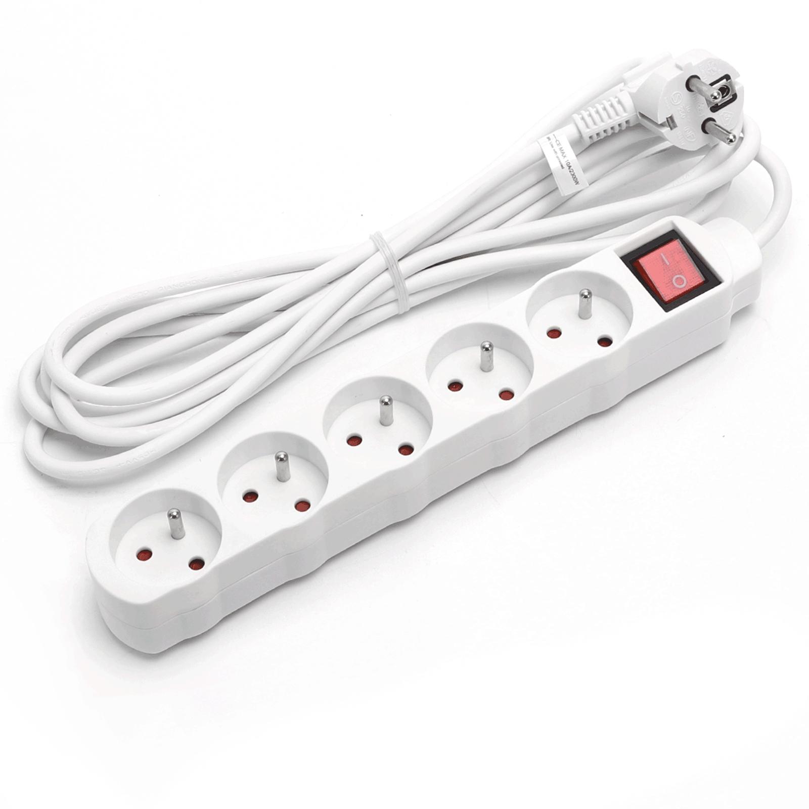 Power strips 5-way 3m H05VV-F 3G1.0m㎡ White