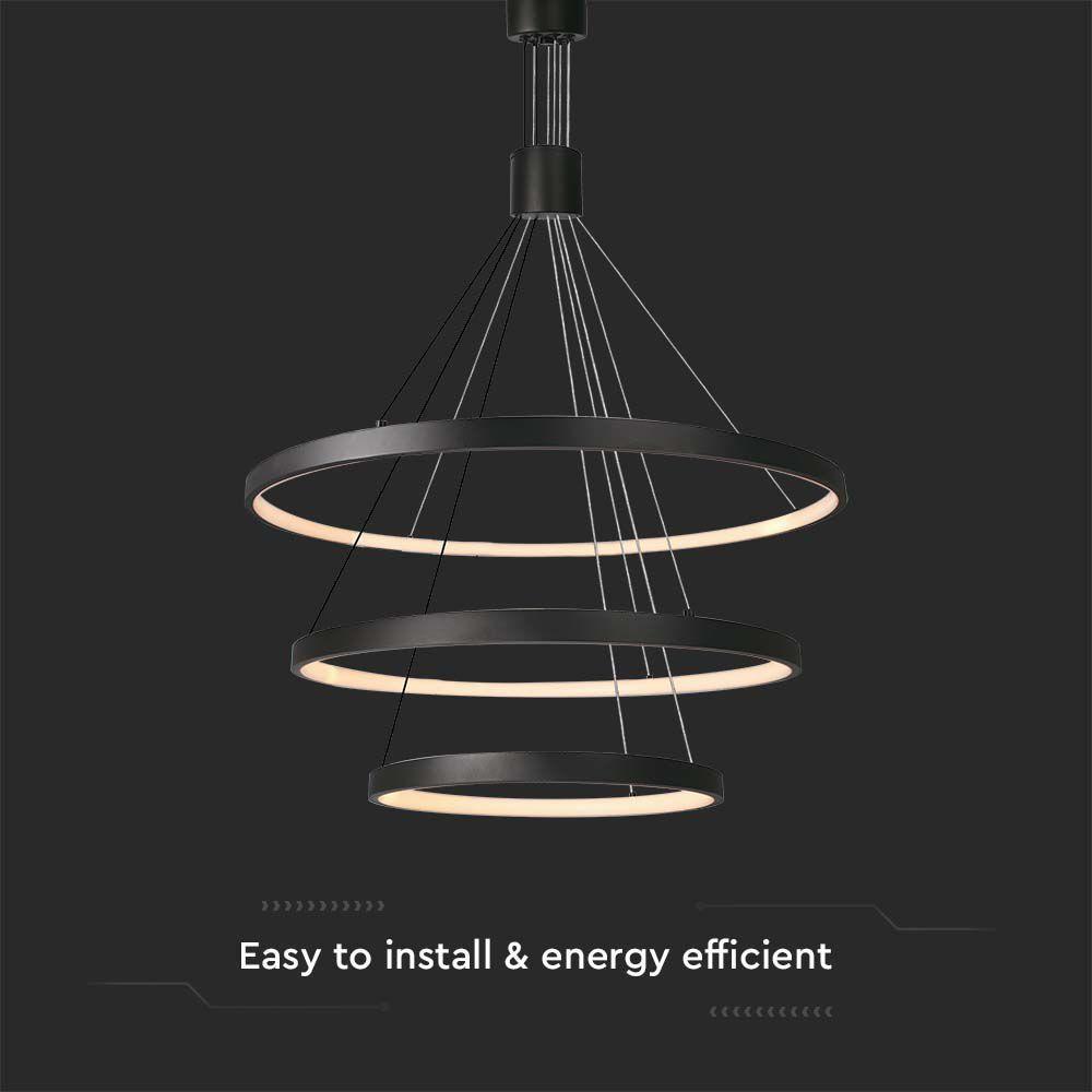 VT-7924 46W LED DECORATIVE HANGING LIGHT D:40xD:60xD:80xH150CM 3000K BLACK BODY