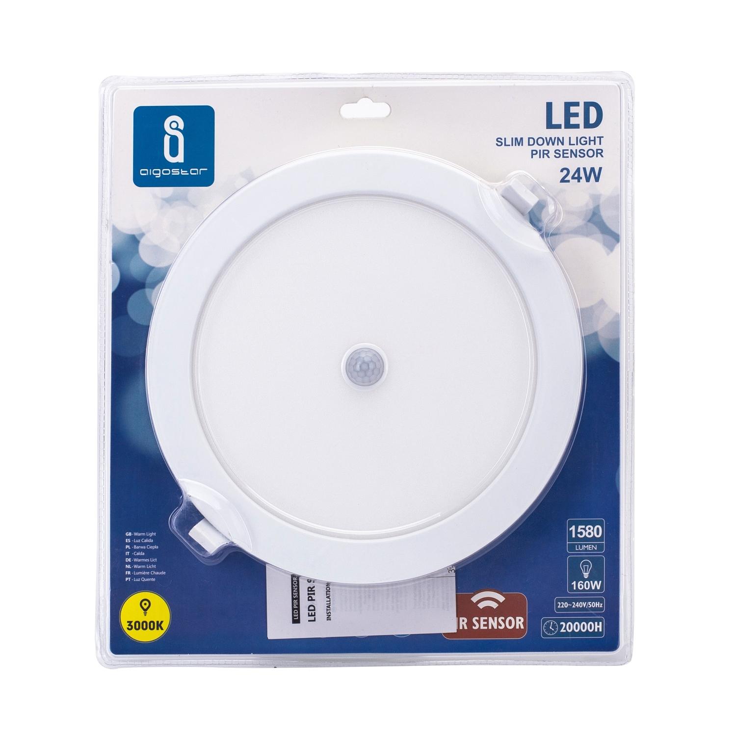 E6 LED  Flush-mounted Round Downlight with Sensor 24W Yellow Light