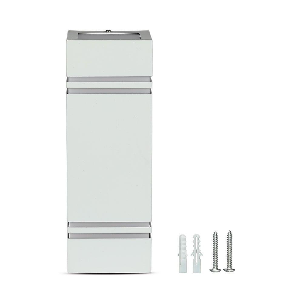 VT-7662 2 WAY GU10 WALL FITTING (SQUARE),STAINLESS STEEL BODY-WHITE BODY, IP44