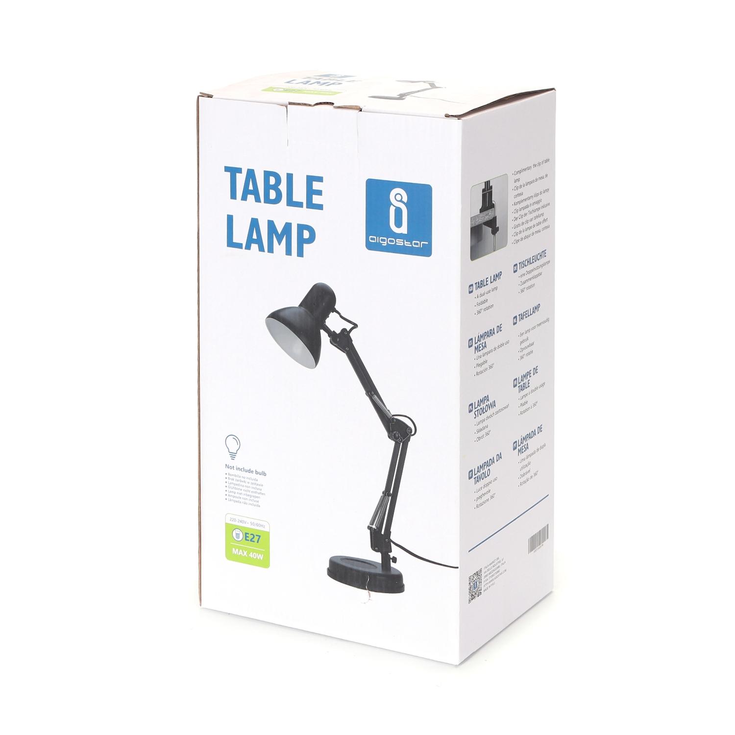 Metal Foldable Table Lamp Black (Without Light Source) E27