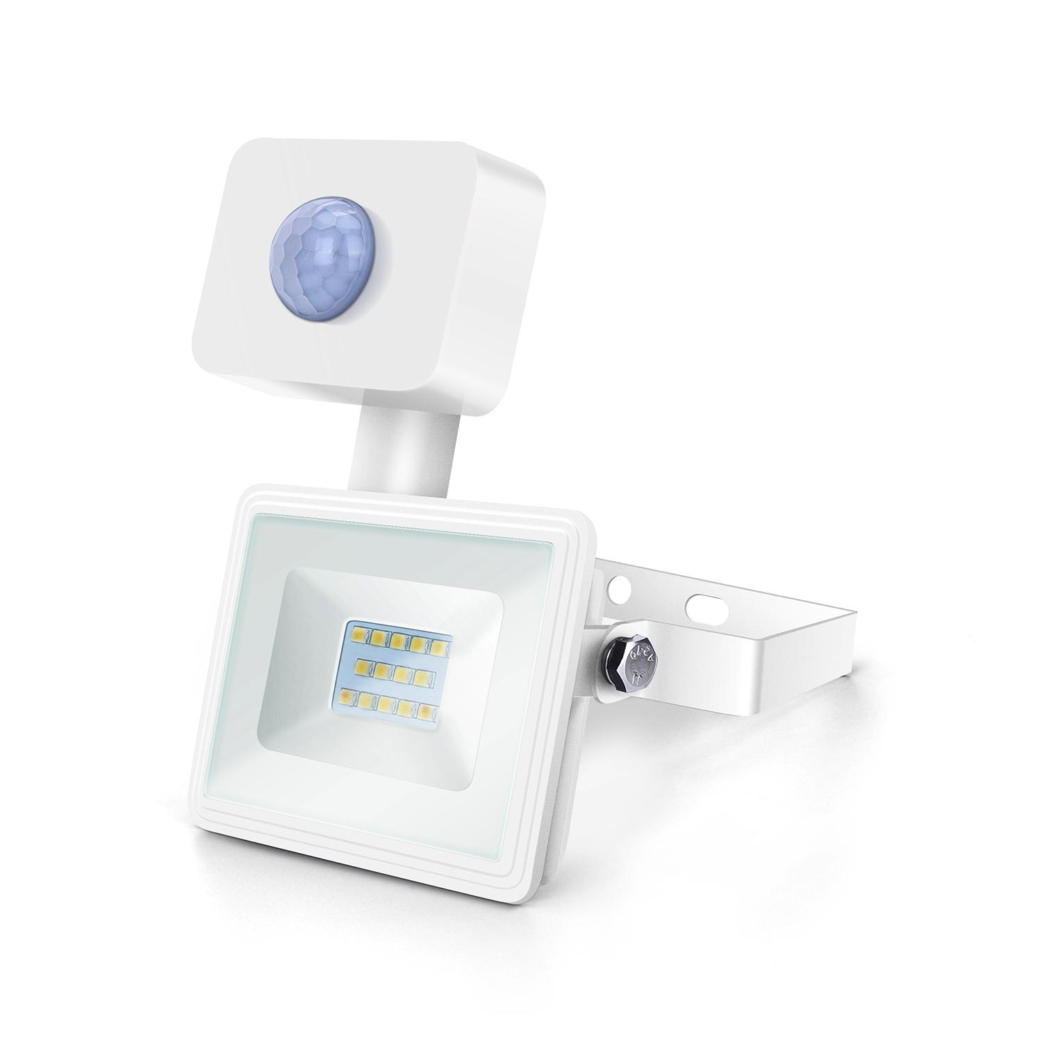 LED Slim Floodlight with Sensor White 10W (Die-casting)