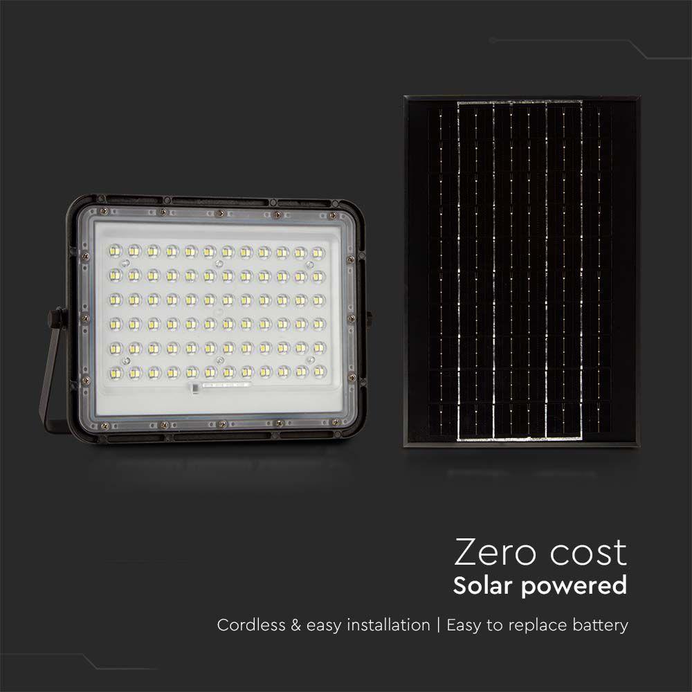 15W Solarny naświetlacz LED z czujnikiem zmierzchu, Panel z przewodem: 3m, Pilot, Bateria 12000mAh/ Barwa:4000K, Obudowa: Czarna, VTAC, SKU 7826