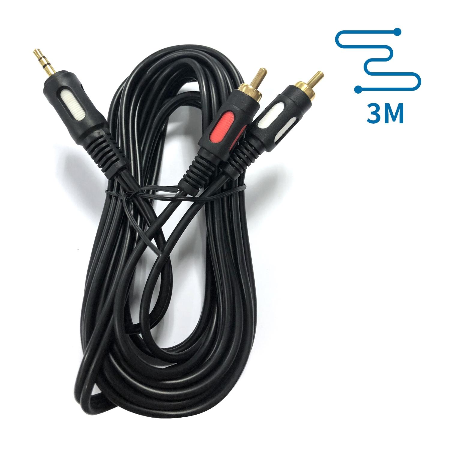 Kabel audio 3,5 męski - 2RCA 3 m czarny