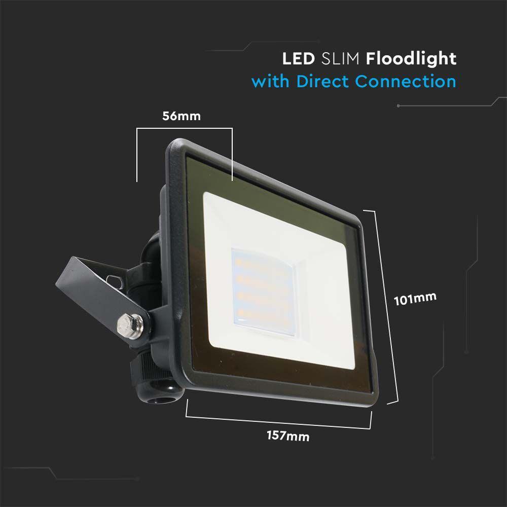 VT-128 20W LED FLOODLIGHT SAMSUNG CHIP DIRECT CONNECTION 6500K BLACK BODY