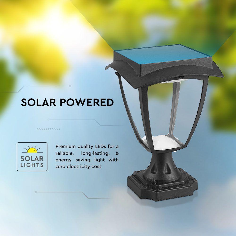 VT-983 LED SOLAR STAND LAMP 3000K+6000K MATT BLACK BODY