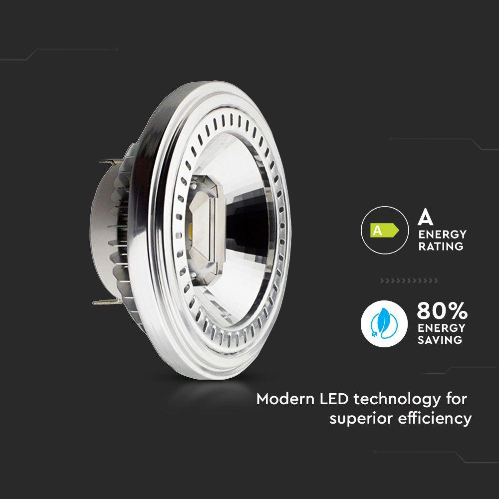 15W AR111 PAR Żarówka LED, Barwa:4000K, Trzonek:G53, Zasilanie:12V , VTAC, SKU 4256