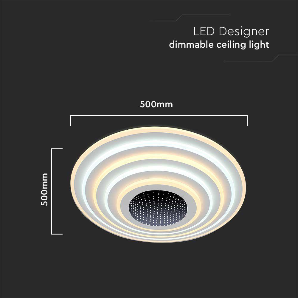 120W Dekoracyjna lampa sufitowa LED (D50*9CM), Barwa: 3000K+6000K, Ściemniana, Obudowa: Biała    , VTAC, SKU 15359