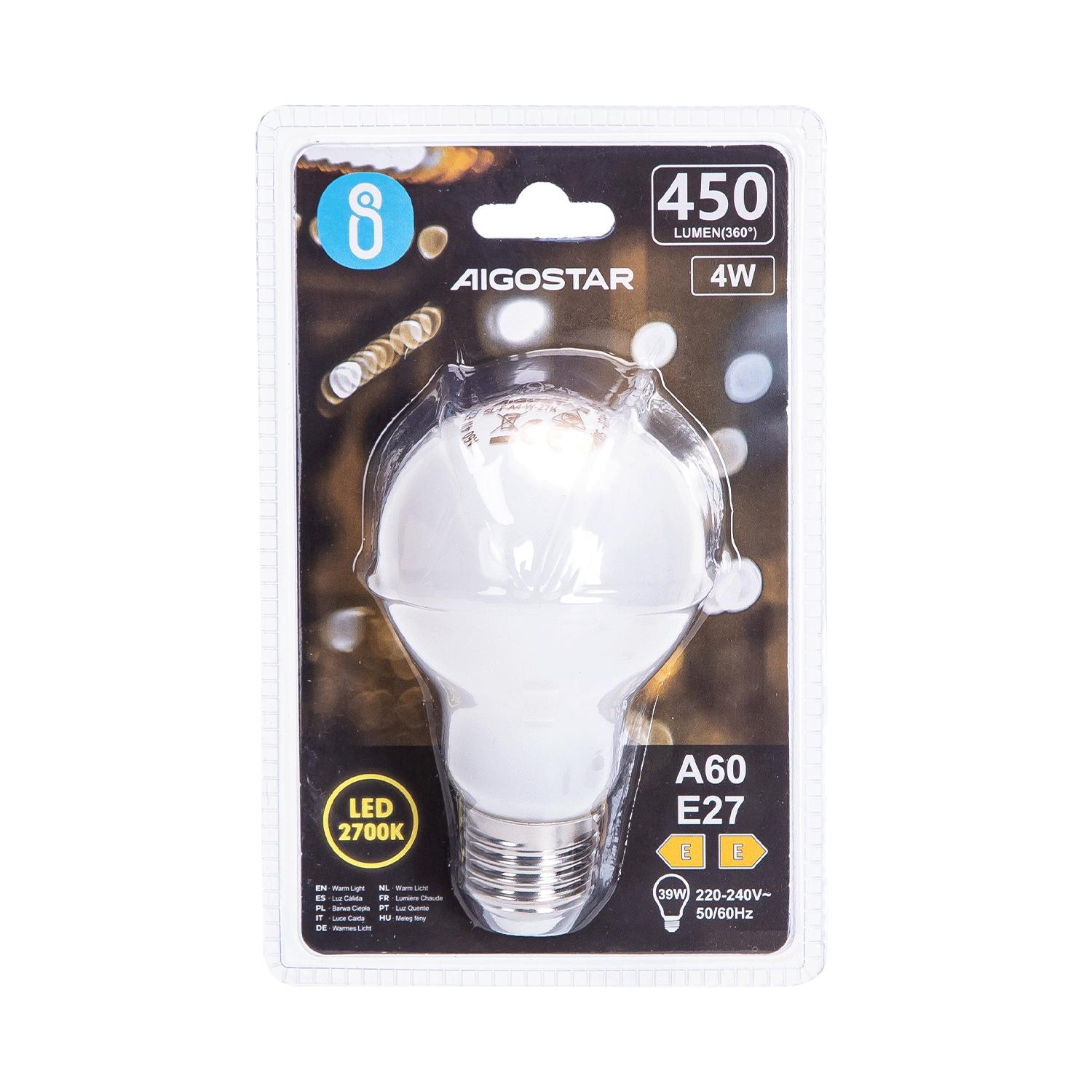 Żarówka LED Filament (Mlecznobiały) A60 E27 4W(4W,450lm,E27,2700K)