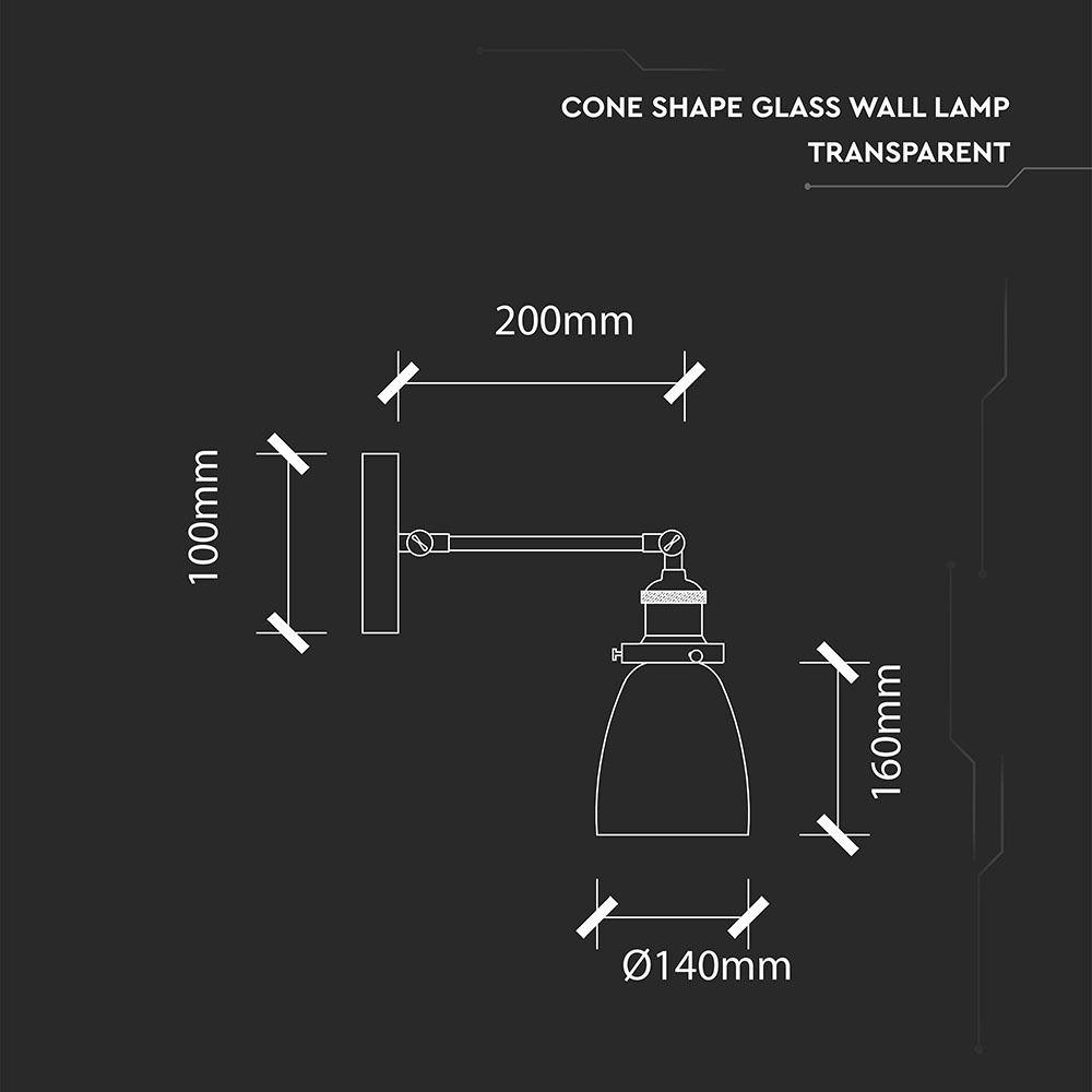 VT-7142 CONE SHAPE GLASS WALL LAMP -TRANSPARENT D:140