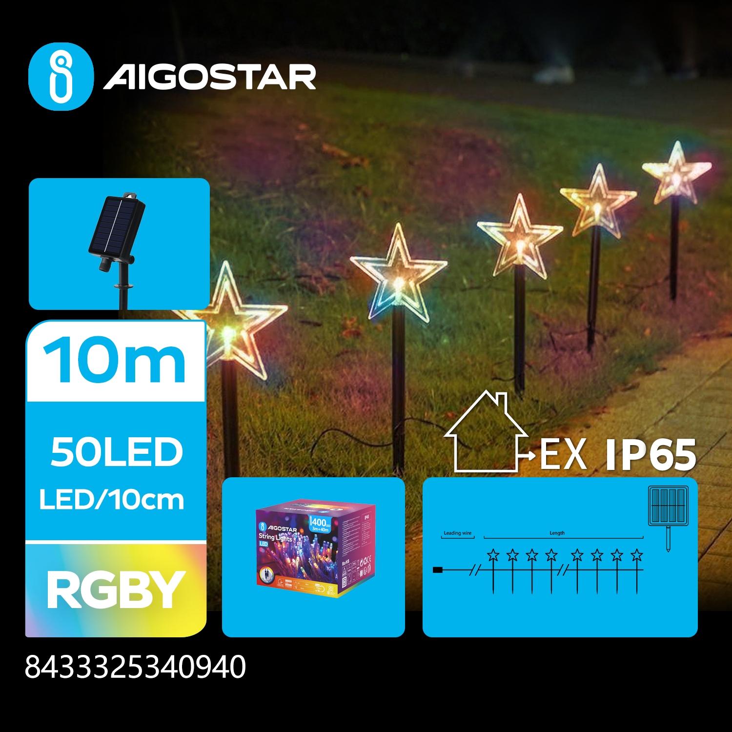 Solar pentagram ground-inserted light, RGBY, 1m