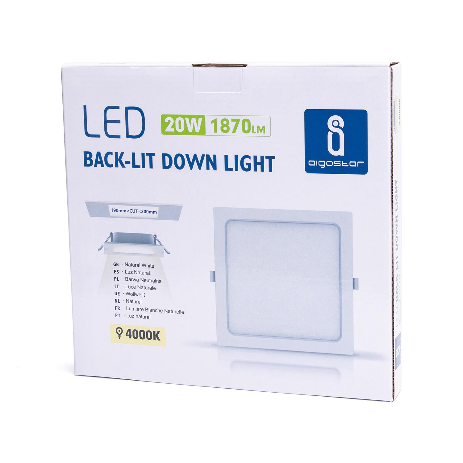 E6 LED  Flush-mounted Square Downlight 20W Natural Light