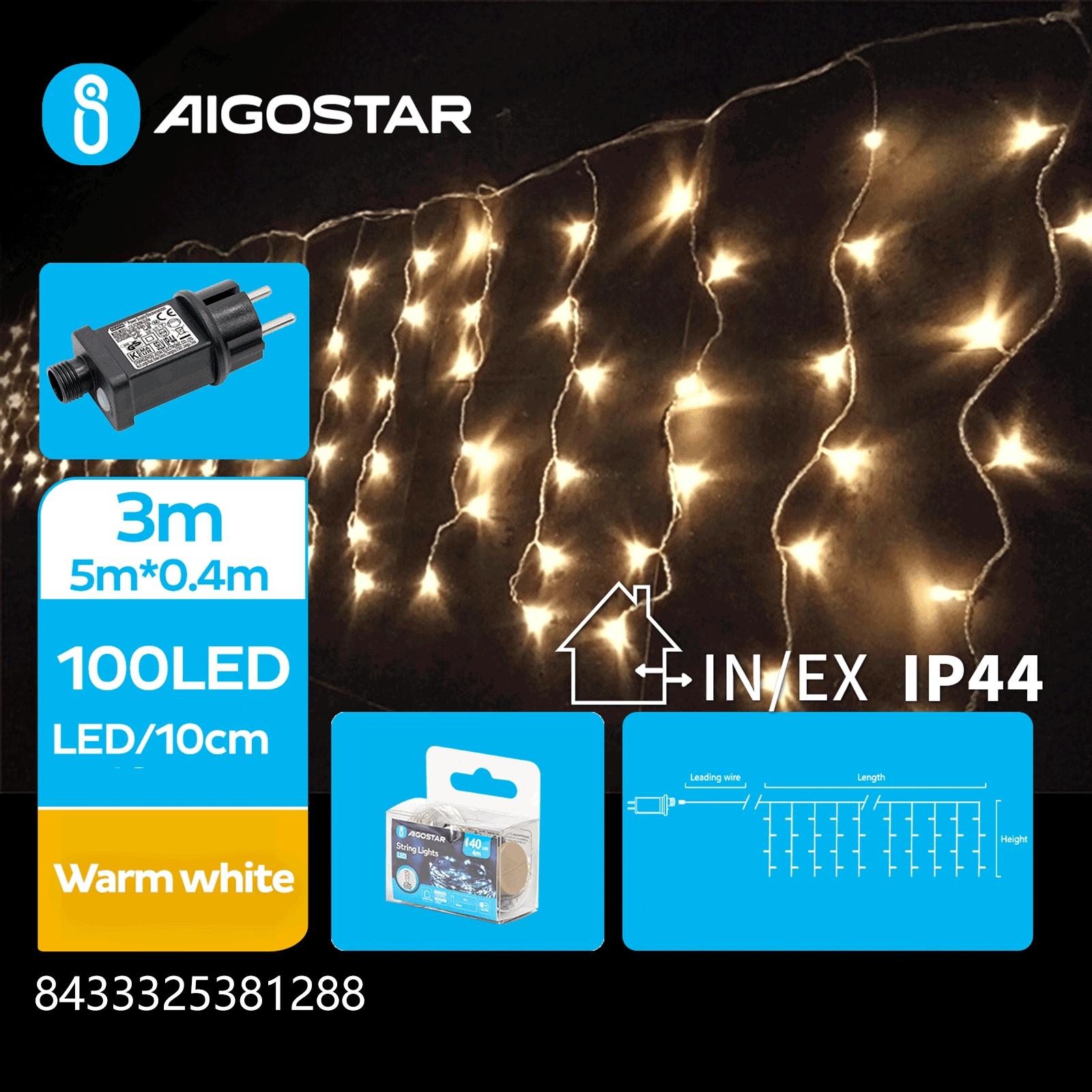 Low voltage icicle (flush) flat string lights, warm white, 5m*0.4m