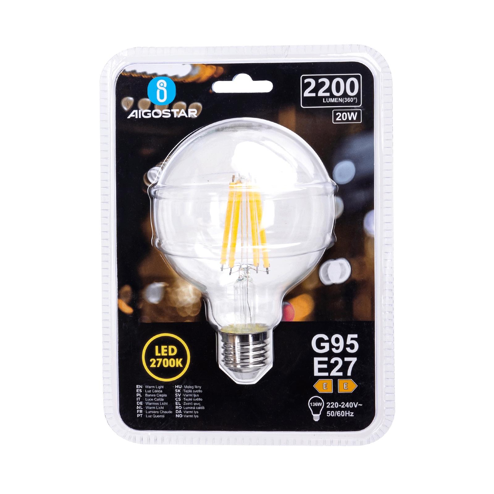 Żarówka LED Filament (Przezroczysta) G95 E27 20W