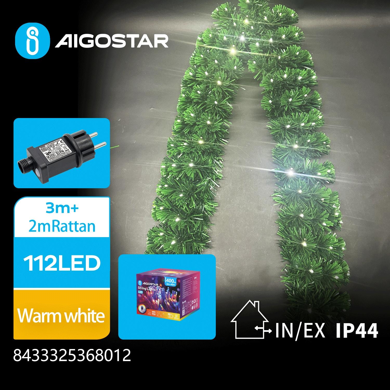 Christmas decorations-Low voltage adapter luminous plastic Rattan-2M-Warm white-8blink+time-IP44