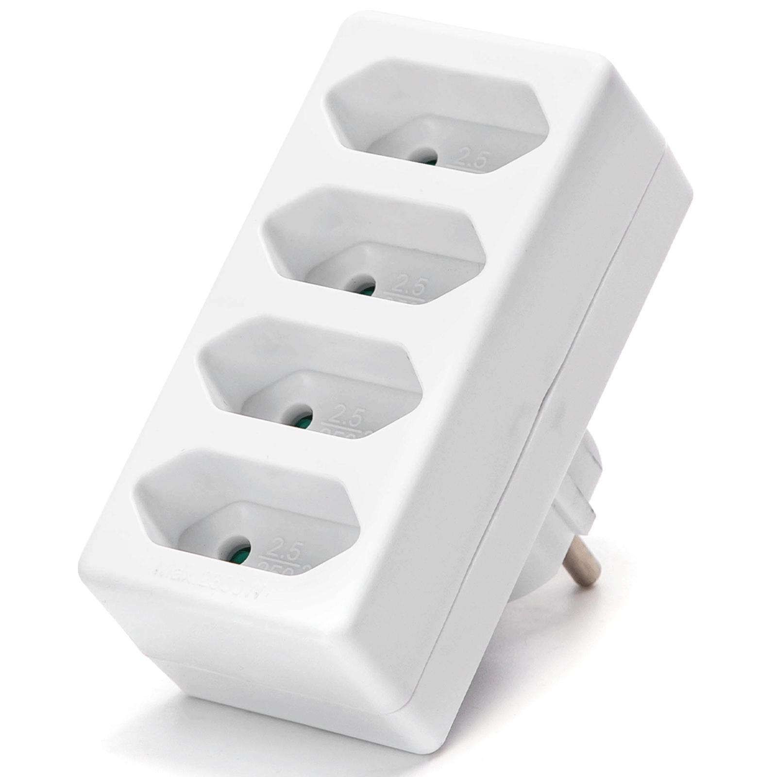 French 4-Way Adaptor (Without Switch) 2.5A White