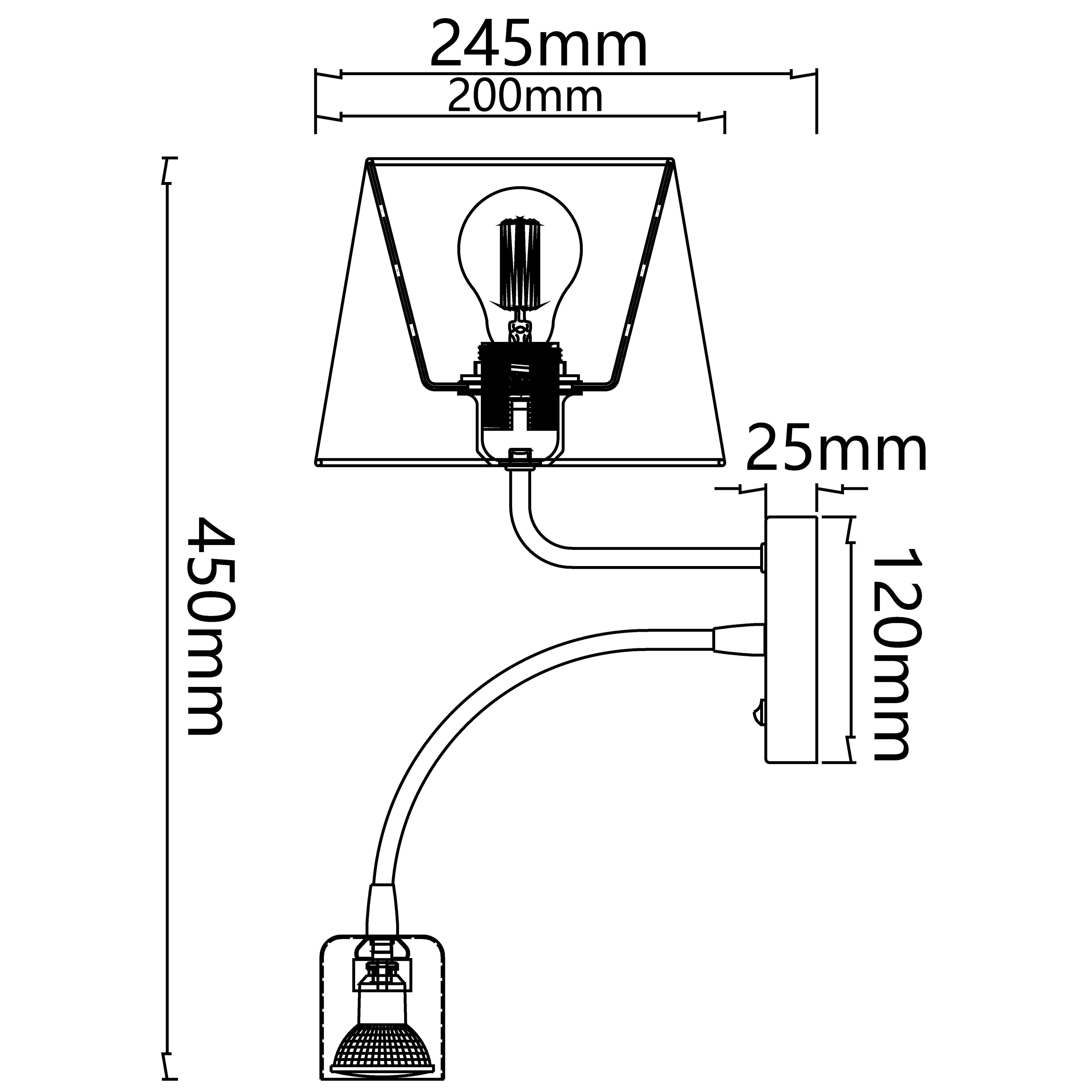 Metal wall light black (without light source) E27