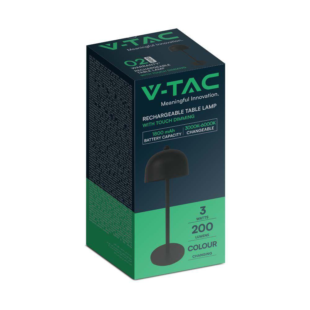 VT-1052 LED TABLE LAMP 1800mAH BATTERY D:115x300 3IN1 BLACK BODY