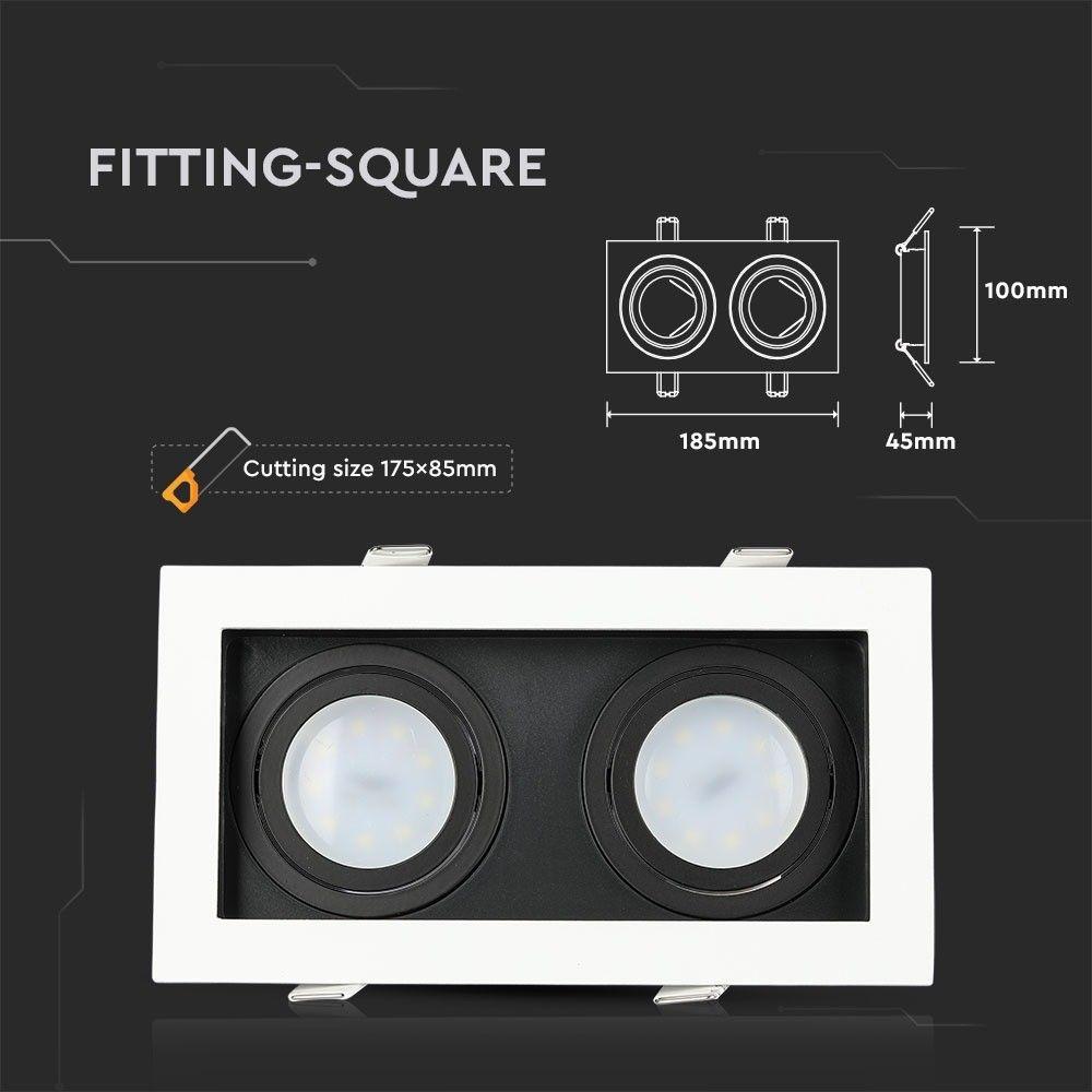 VT-886 2xGU10 FITTING SQUARE-WHITE+BLACK