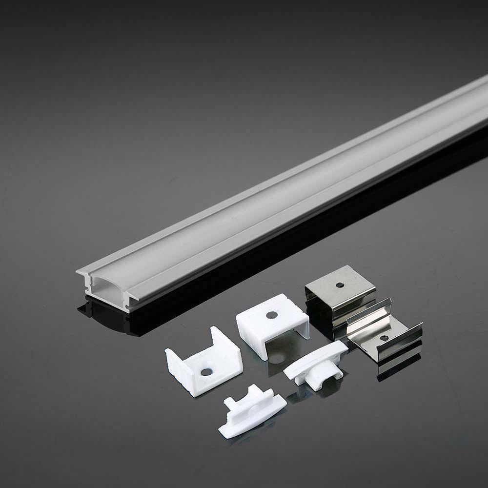 VT-8122 MOUNTING KIT WITH DIFFUSER FOR LED STRIP PCB 12MM RECESSED 2000X24.7X7MM WHITE