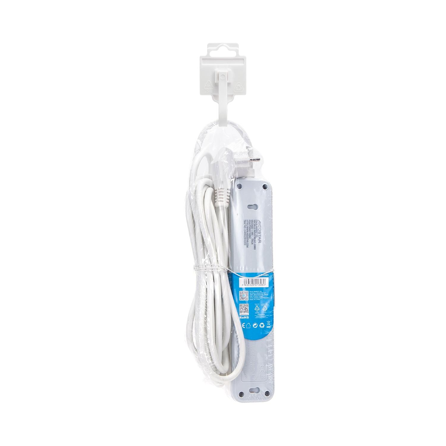 Power strips 4-way 5m H05VV-F 3G1.0m㎡ White and Gray