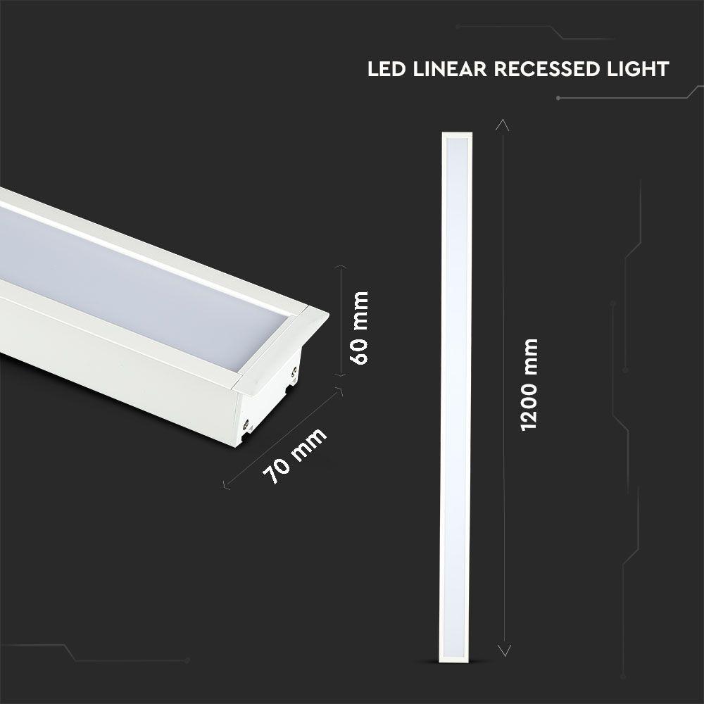 40W Oprawa Liniowa LED Podtynkowa, Chip SAMSUNG, Barwa:4000K, 5 Lat gwarancji, Obudowa: Biała, VTAC, SKU 21381