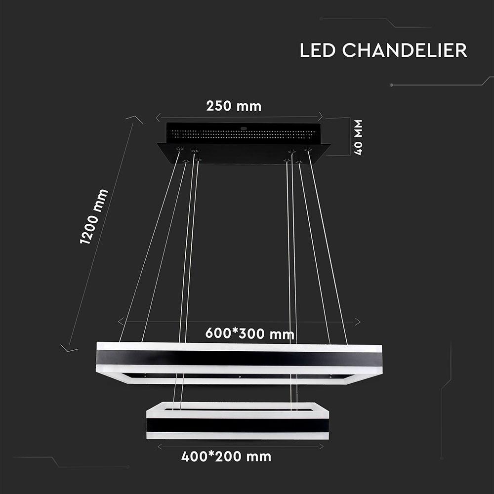 D 115W Lampa Wisząca LED, Barwa:3000K/ Ściemniana, Czarny, VTAC, SKU 3987