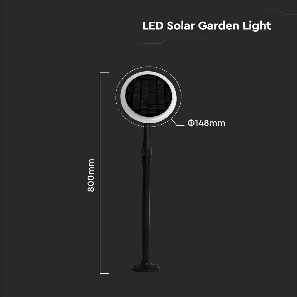 3W Solar garden post, Colour:3000K, Housing: Black Pack of 2, VTAC, SKU 6668