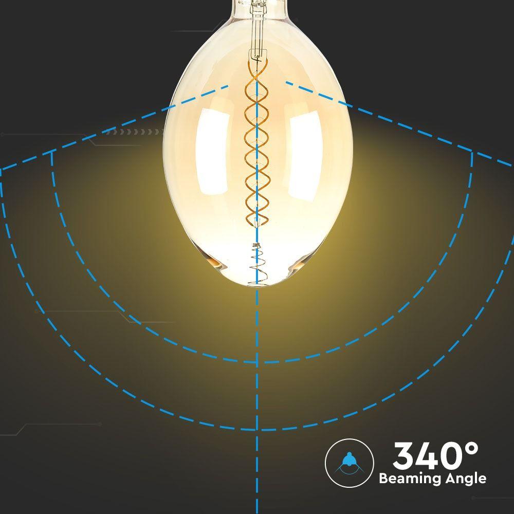 8W Żarówka dekoracyjna LED BF180, Klosz: Bursztynowy, Barwa:2000K, Ściemniana, Trzonek:E27, VTAC, SKU 7463