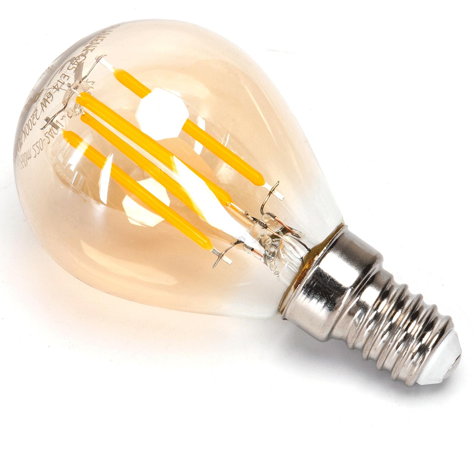 LED Filament Bulb (Amber) G45 E14 6W