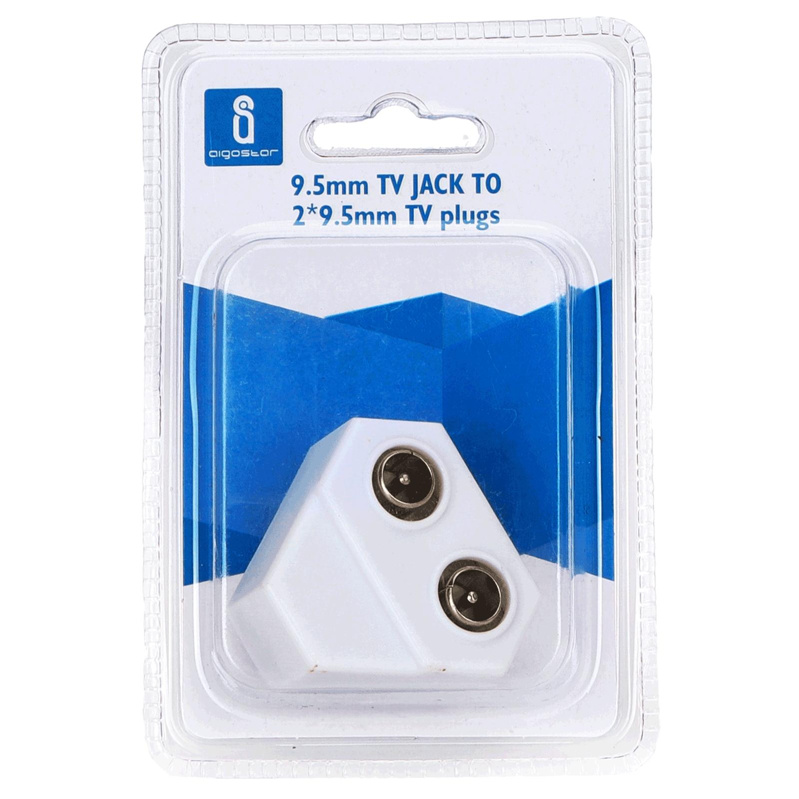 Connector 9.5mm TV JACK TO 2*9.5mm TV plugs White