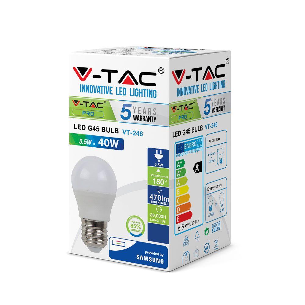 VT-246 5.5W G45 PLASTIC BULBS-SAMSUNG CHIP 3000K E27