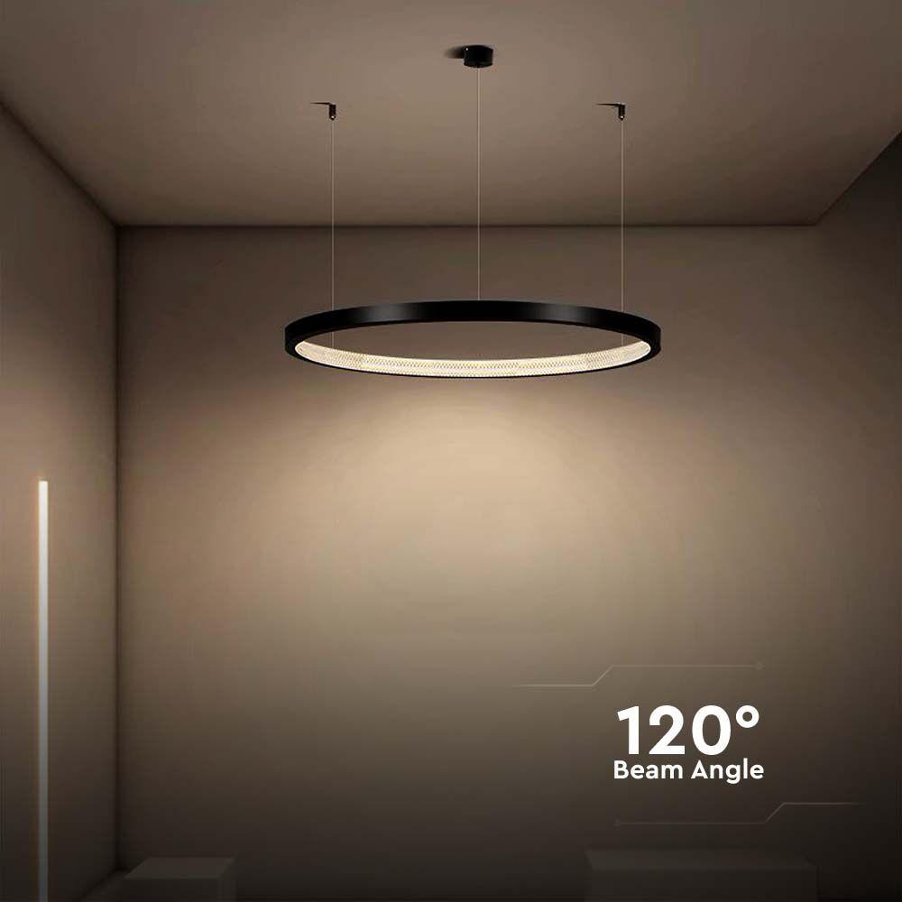 Lampa wisząca LED (40CM), Barwa: 4000K, Kryształowe akrylowe wnętrze, Obudowa: Czarna    , VTAC, SKU 10051