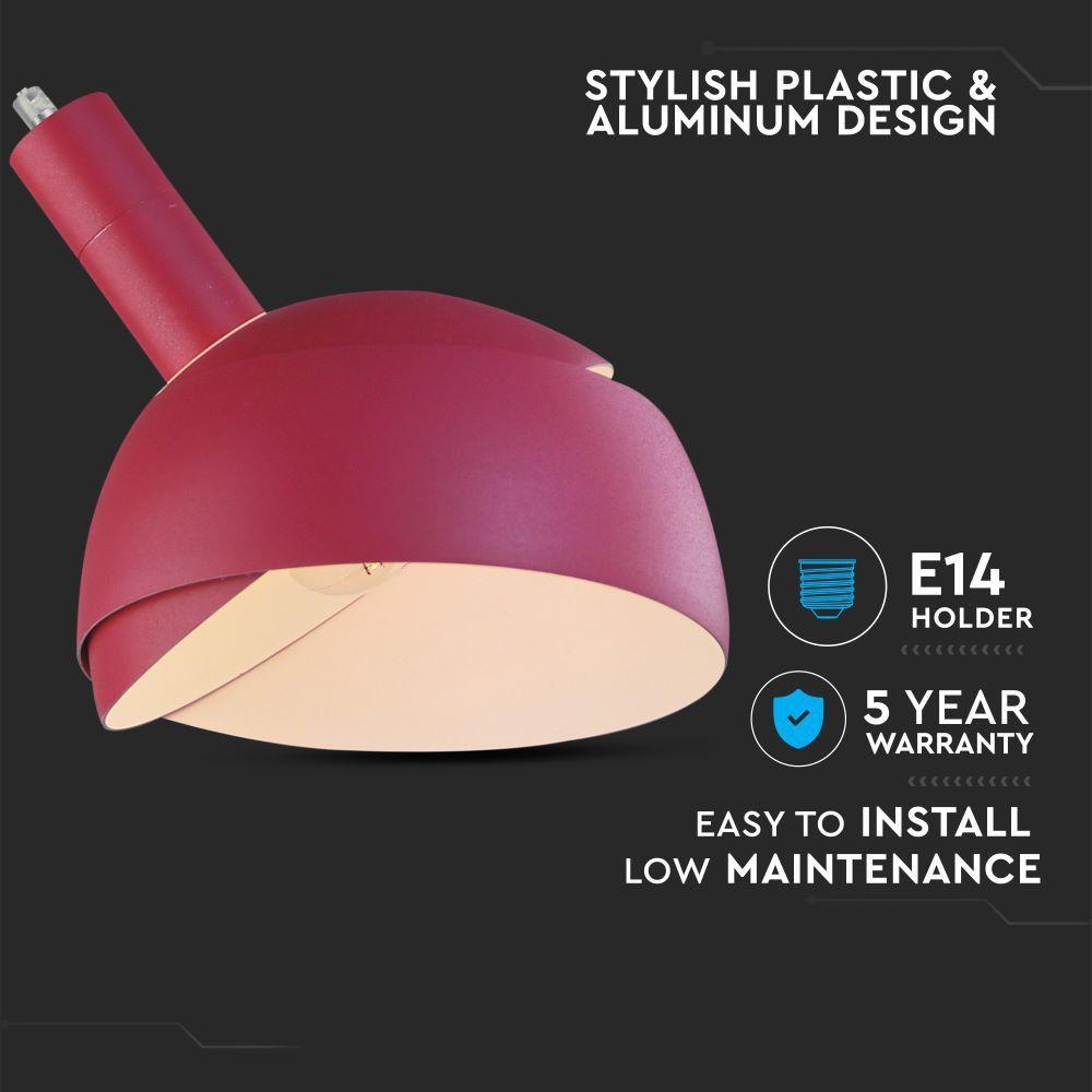 VT-7100 E14 PLASTIC PENDANT LAMPHOLDER WITH SLIDE ALUMINUM LAMPSHADE-PINK