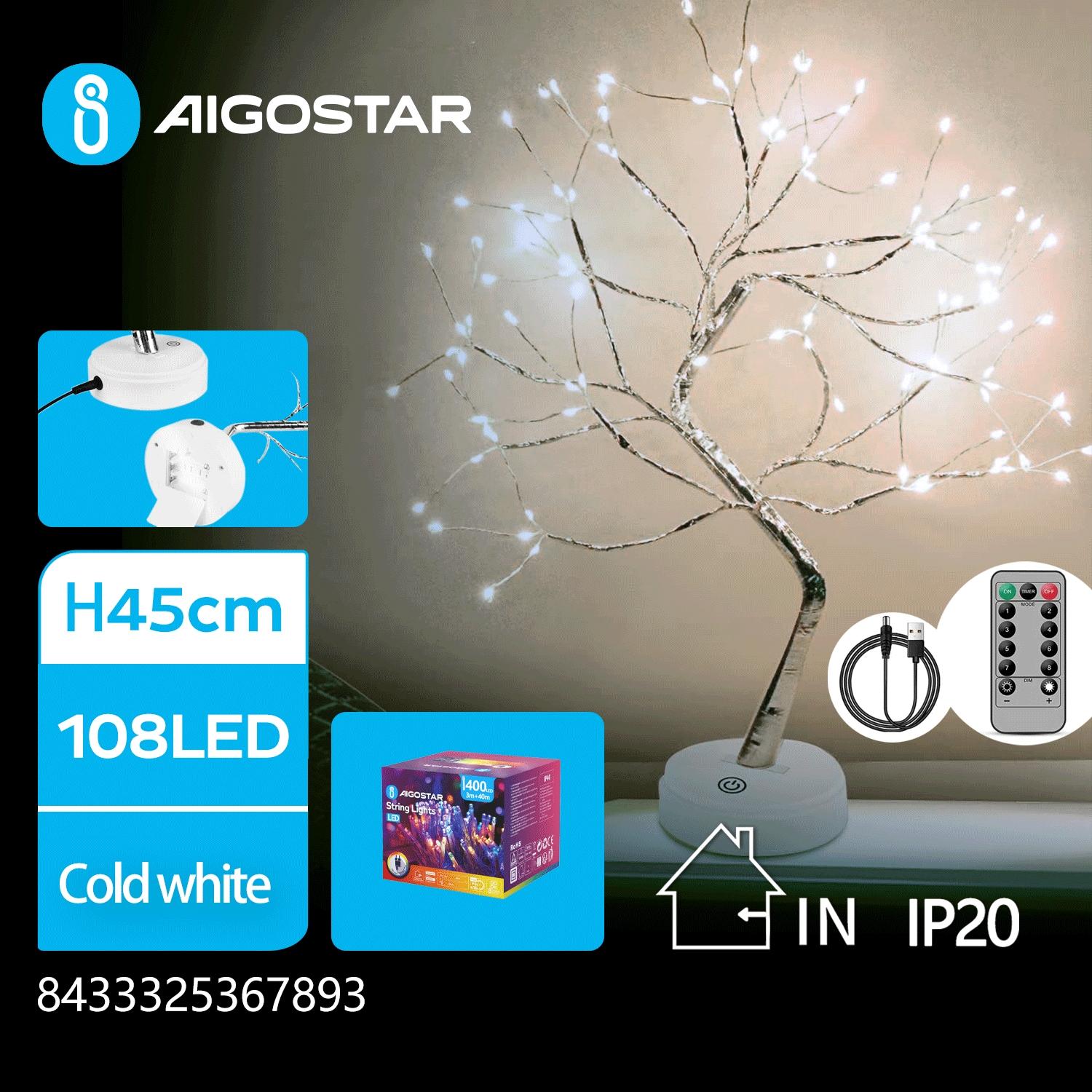 Christmas decorations-3AA Battery tree light-45CM-Cool white-8blink+time+Remote Control+USB