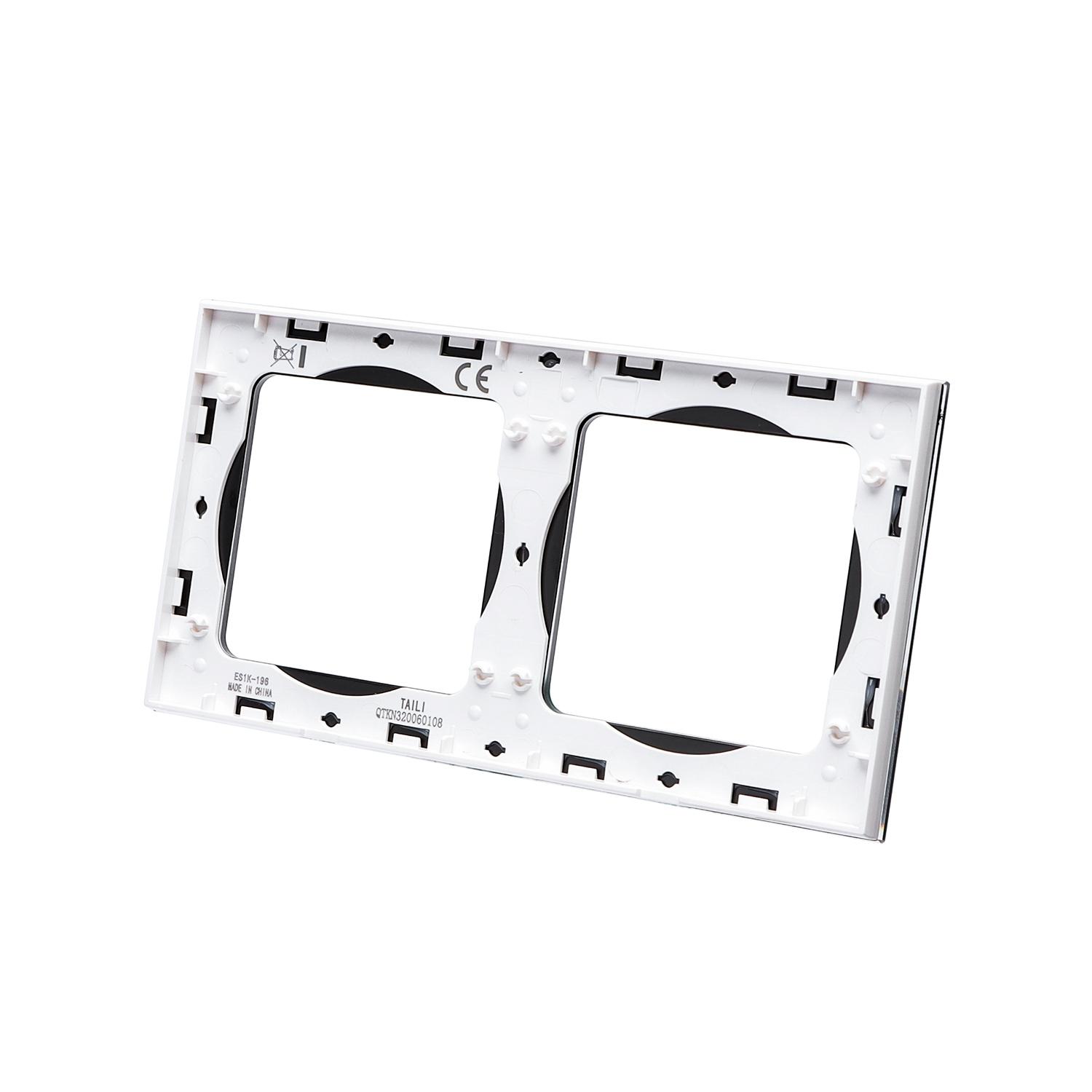 German-French Two Gang Glass Wall Plate Black