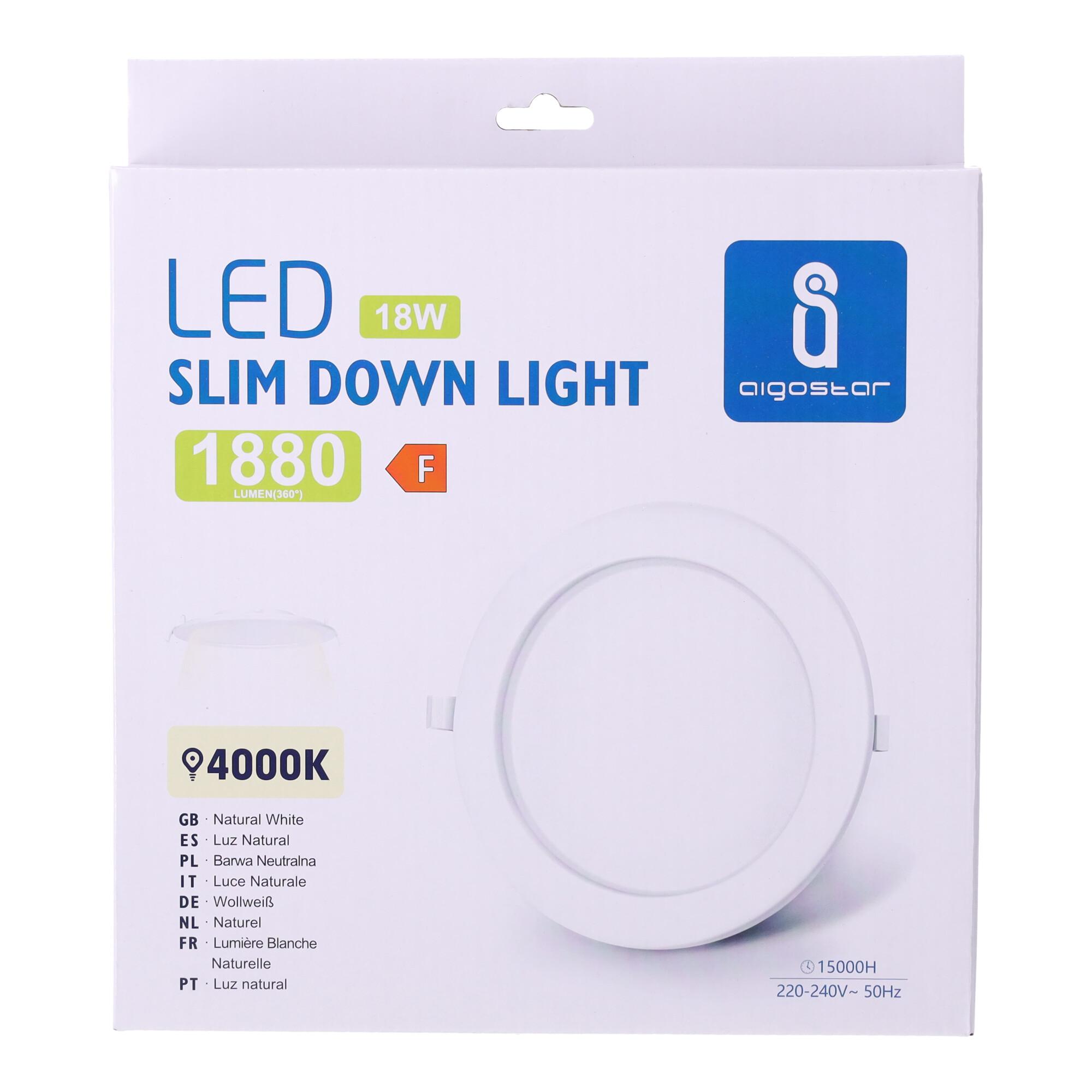 E6 LED Ultra-thin Flush-mounted Round Downlight 18W Natural Light