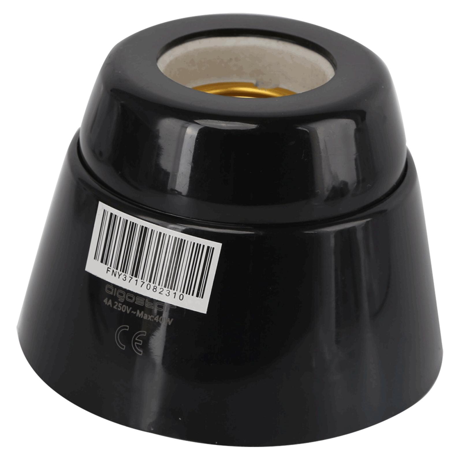 E27 Ceramic Lamp Holder Black