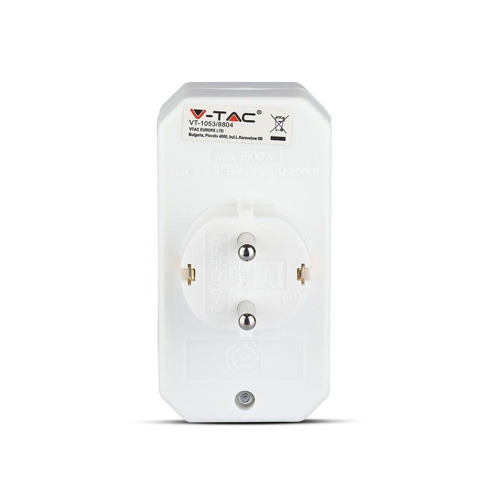 VT-1053 ADAPTER WITH 2 SOCKET (2.5A/16A) WITH EARTHING - WHITE