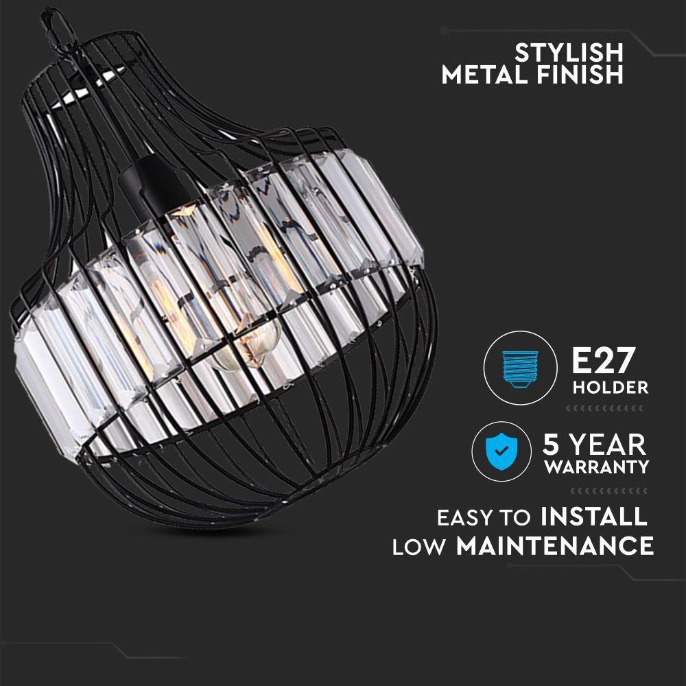 VT-7334 METAL W/CRYSTAL (BOTTOM) PENDANT LIGHT D:300*360MM-E27