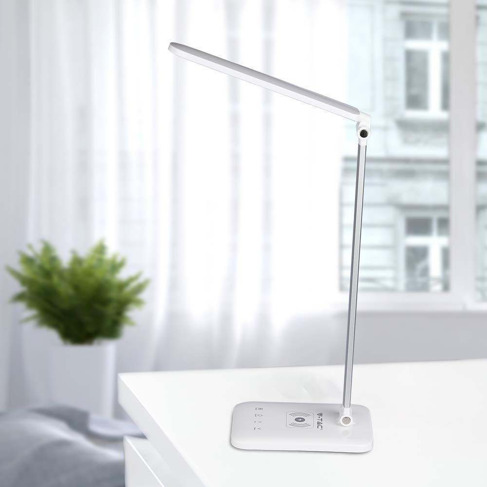 VT-1027 7W LED TABLE LAMP WIRELESS CHARGER 3IN1 WHITE