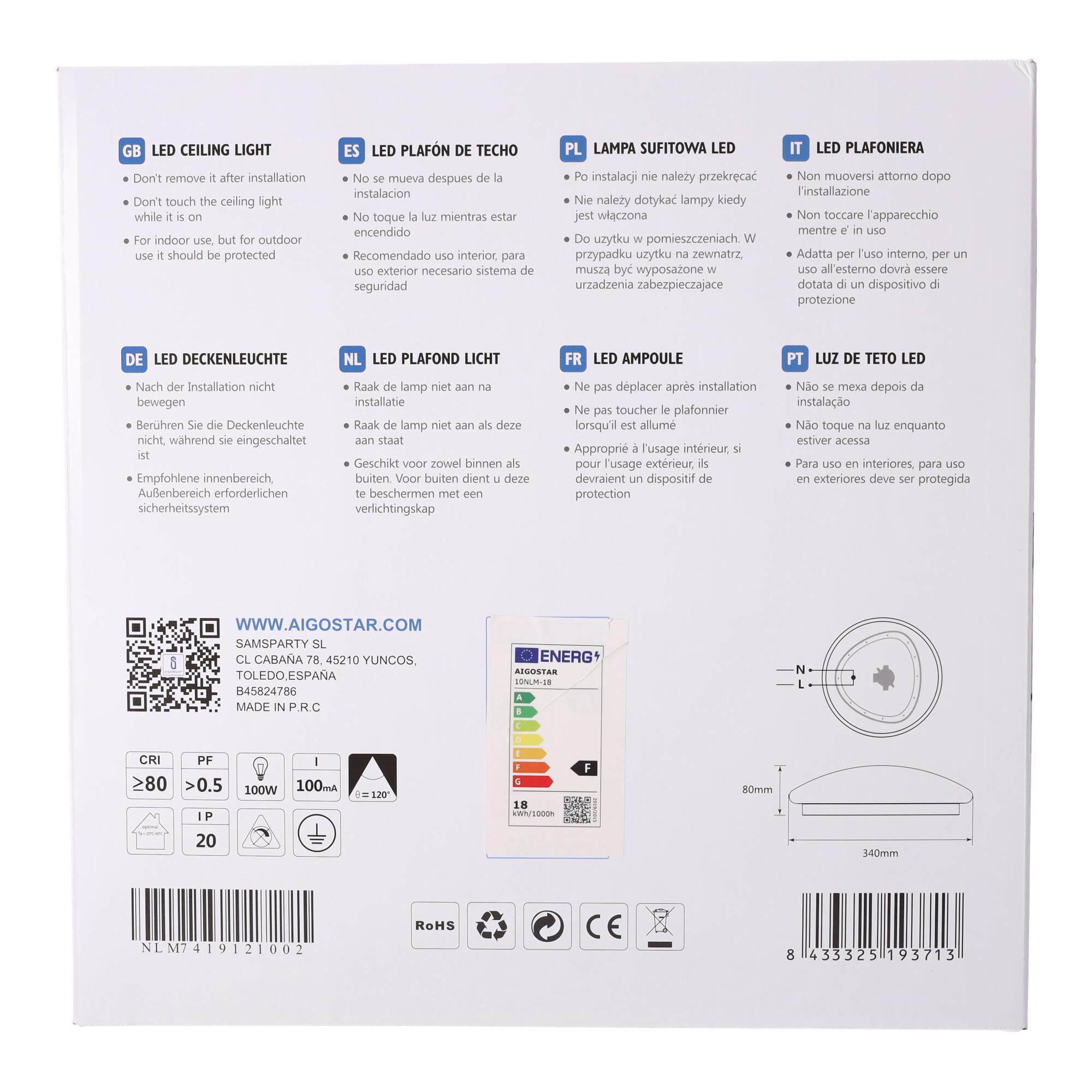 Ceiling Light 18W 3000K D337*H80 mm