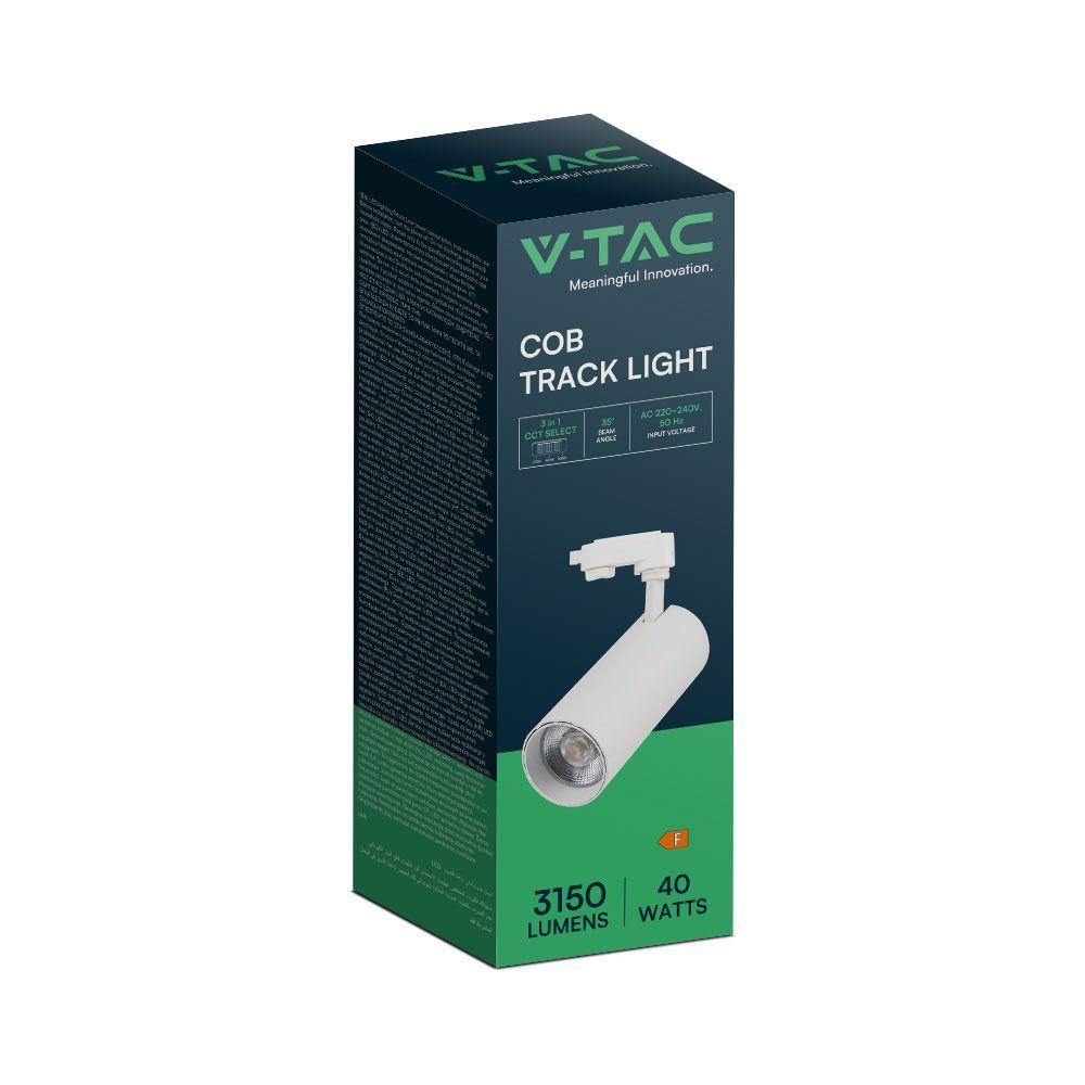 VT-47050 40W COB LED TRACKLIGHT 3IN1 WHITE BODY, WHITE REFLECTOR, WHITE BACK COVER