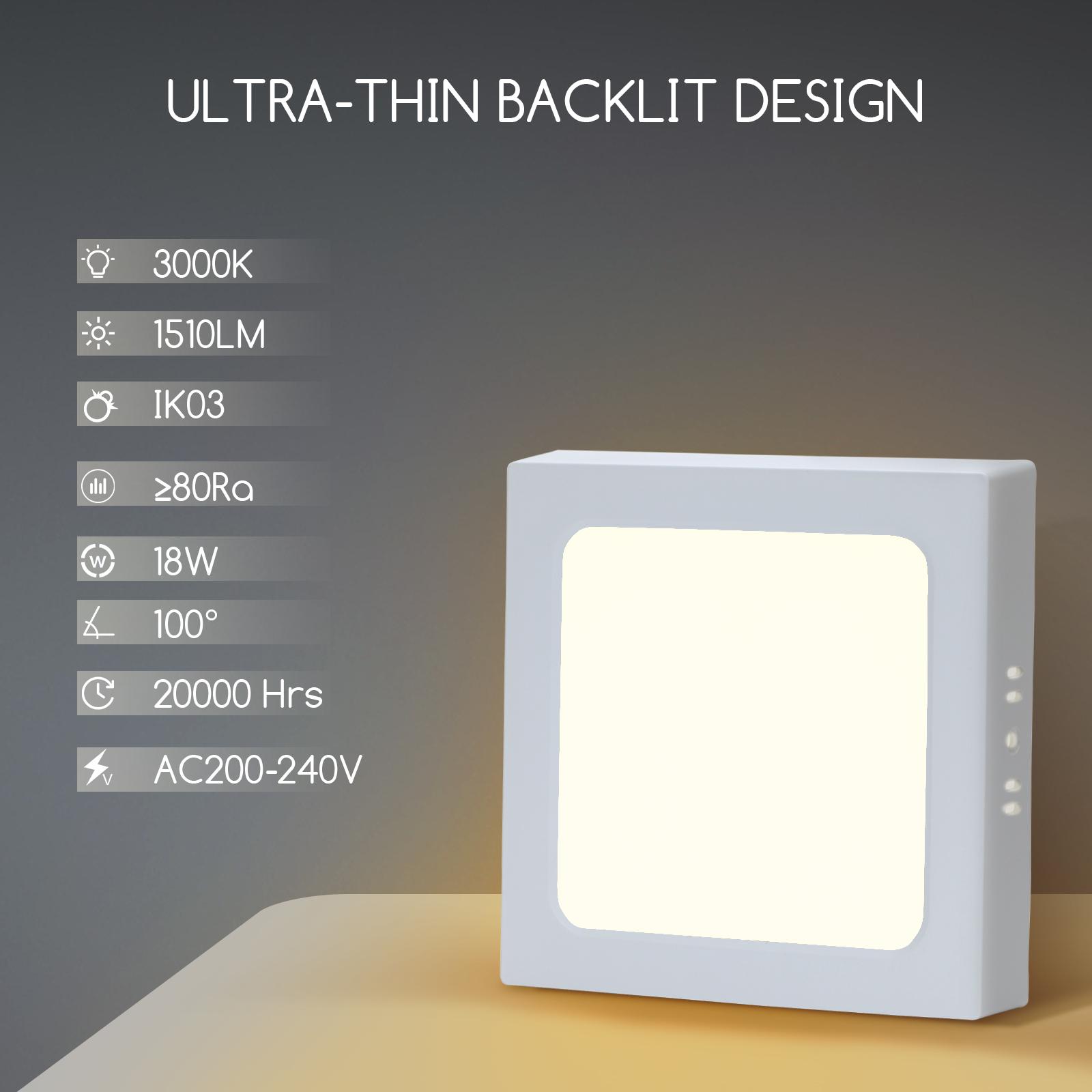 E6 LED  Surface-mounted Square Downlight 18W Yellow Light