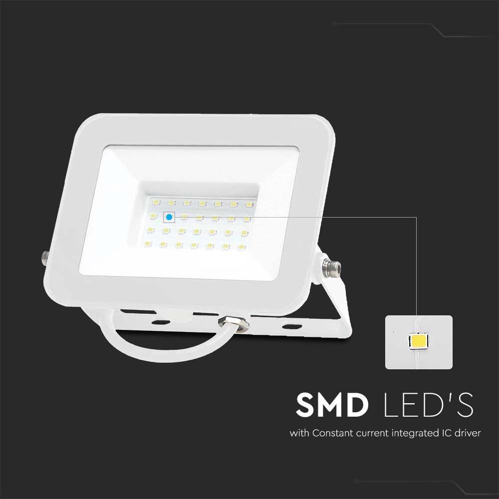 30W Naświetlacz LED SMD, Chip SAMSUNG, Barwa:6500K, Obudowa: Biała, VTAC, SKU 10025